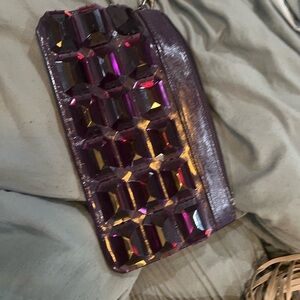 Vibrant Purple Clutch with Gem Accents
